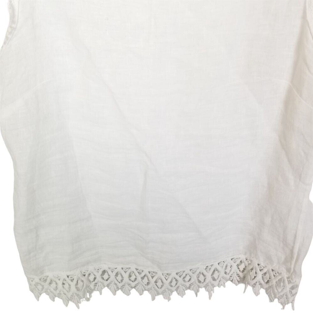 Valentina Naldi Tank Top M White Minimalist Coastal Lagenlook Resort Travel - Picture 3 of 7